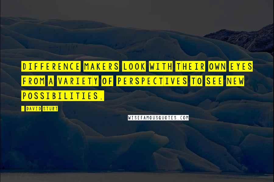 David Sturt Quotes: Difference makers look with their own eyes from a variety of perspectives to see new possibilities.