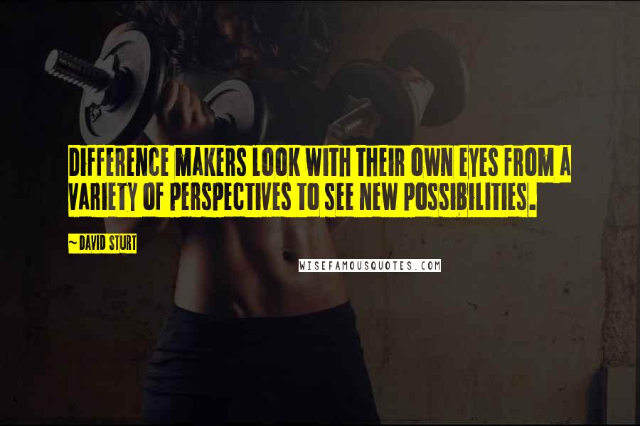 David Sturt Quotes: Difference makers look with their own eyes from a variety of perspectives to see new possibilities.