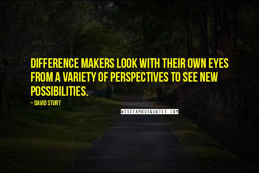 David Sturt Quotes: Difference makers look with their own eyes from a variety of perspectives to see new possibilities.