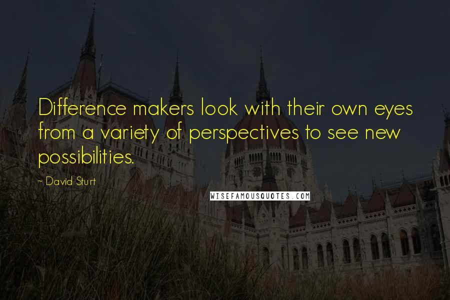 David Sturt Quotes: Difference makers look with their own eyes from a variety of perspectives to see new possibilities.