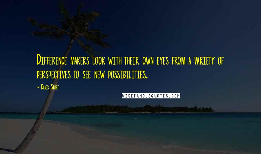 David Sturt Quotes: Difference makers look with their own eyes from a variety of perspectives to see new possibilities.