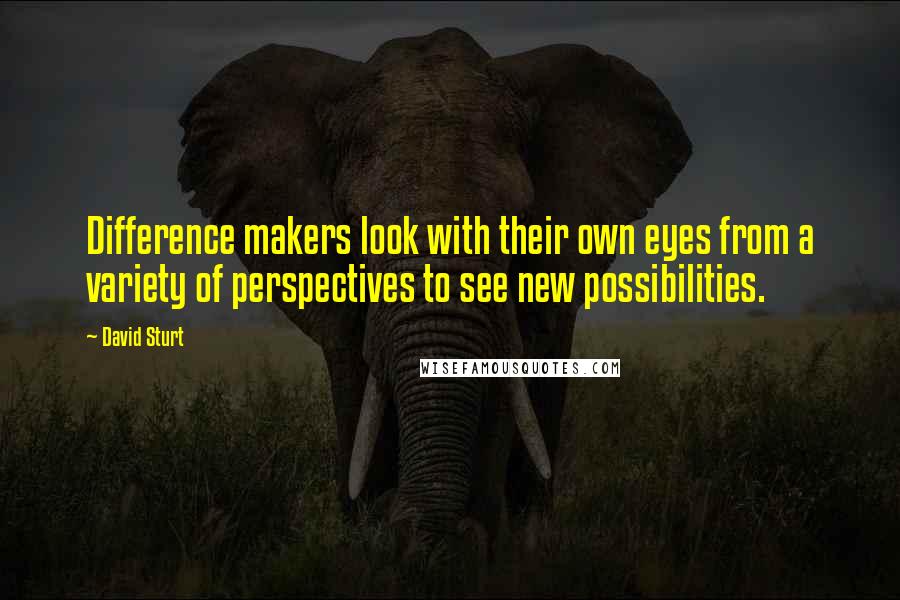 David Sturt Quotes: Difference makers look with their own eyes from a variety of perspectives to see new possibilities.