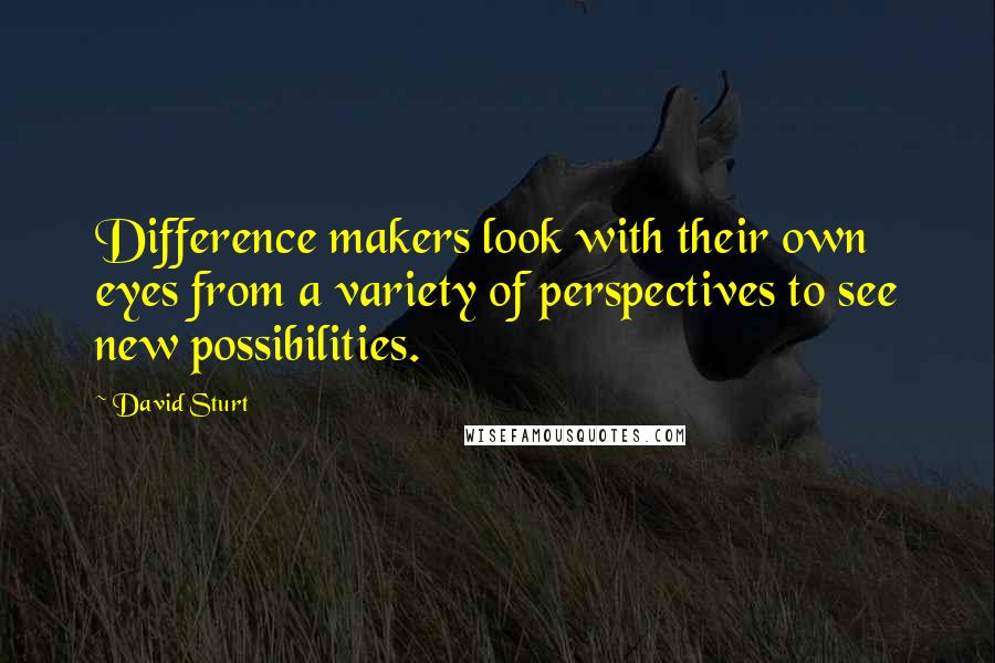 David Sturt Quotes: Difference makers look with their own eyes from a variety of perspectives to see new possibilities.