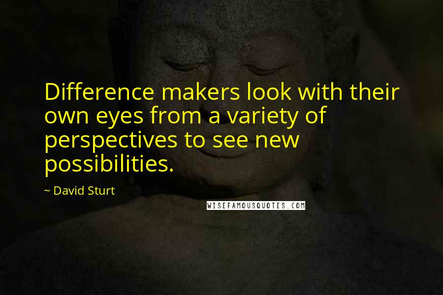 David Sturt Quotes: Difference makers look with their own eyes from a variety of perspectives to see new possibilities.