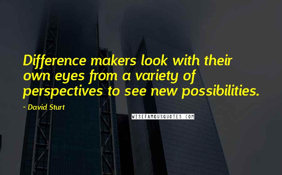 David Sturt Quotes: Difference makers look with their own eyes from a variety of perspectives to see new possibilities.