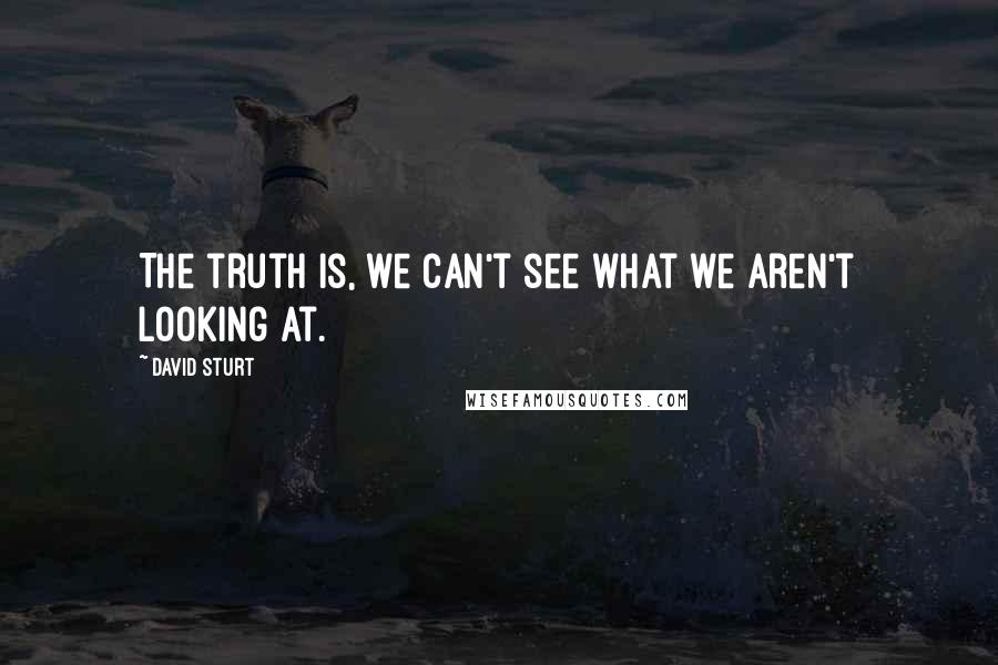 David Sturt Quotes: The truth is, we can't see what we aren't looking at.