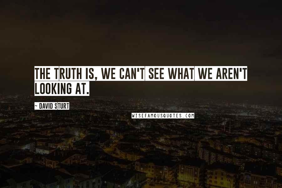 David Sturt Quotes: The truth is, we can't see what we aren't looking at.