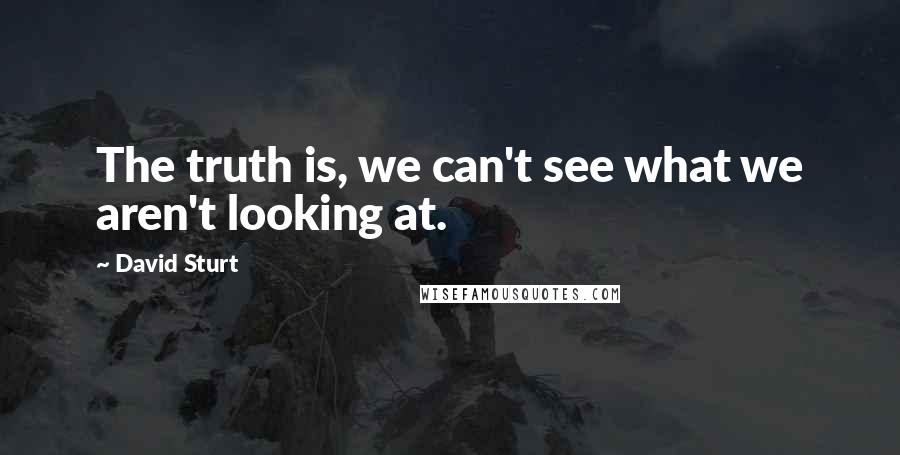 David Sturt Quotes: The truth is, we can't see what we aren't looking at.