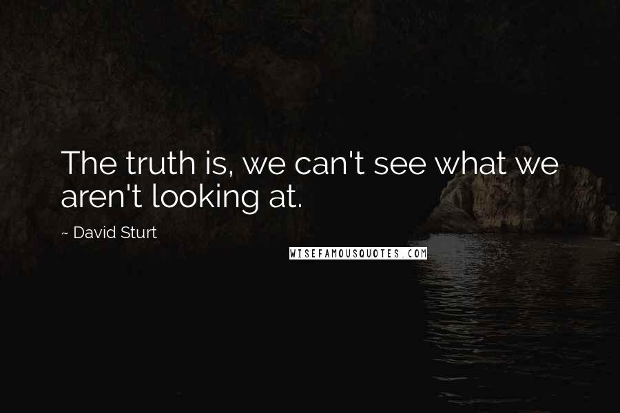 David Sturt Quotes: The truth is, we can't see what we aren't looking at.