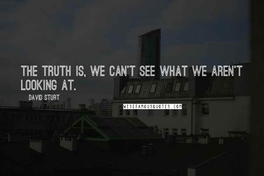 David Sturt Quotes: The truth is, we can't see what we aren't looking at.
