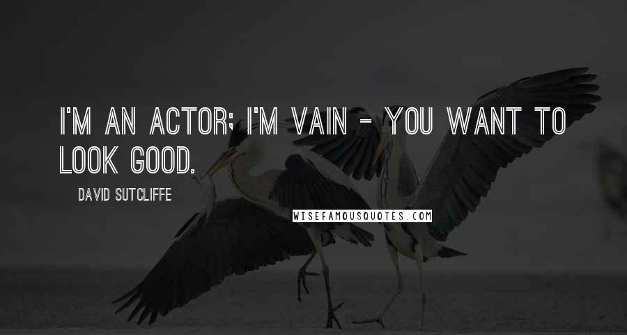 David Sutcliffe Quotes: I'm an actor; I'm vain - you want to look good.