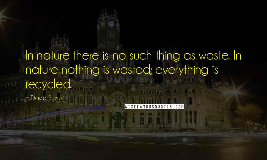 David Suzuki Quotes: In nature there is no such thing as waste. In nature nothing is wasted; everything is recycled.
