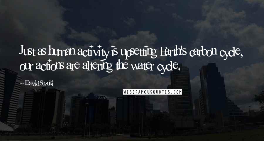 David Suzuki Quotes: Just as human activity is upsetting Earth's carbon cycle, our actions are altering the water cycle.