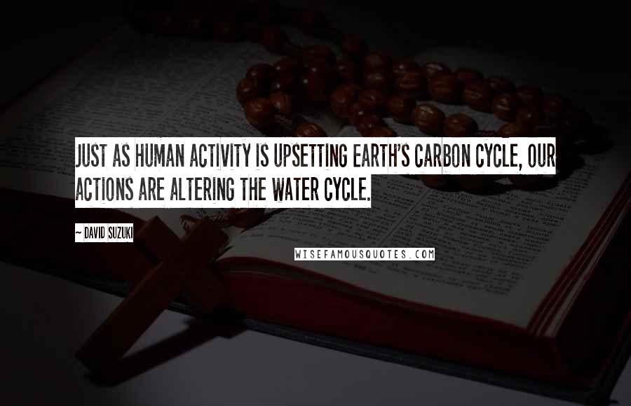 David Suzuki Quotes: Just as human activity is upsetting Earth's carbon cycle, our actions are altering the water cycle.