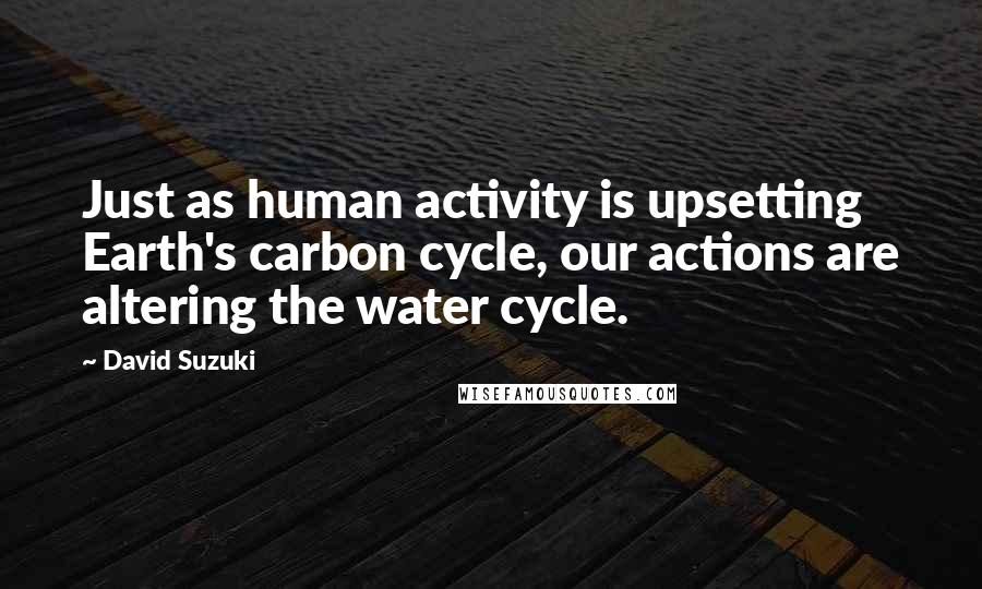 David Suzuki Quotes: Just as human activity is upsetting Earth's carbon cycle, our actions are altering the water cycle.