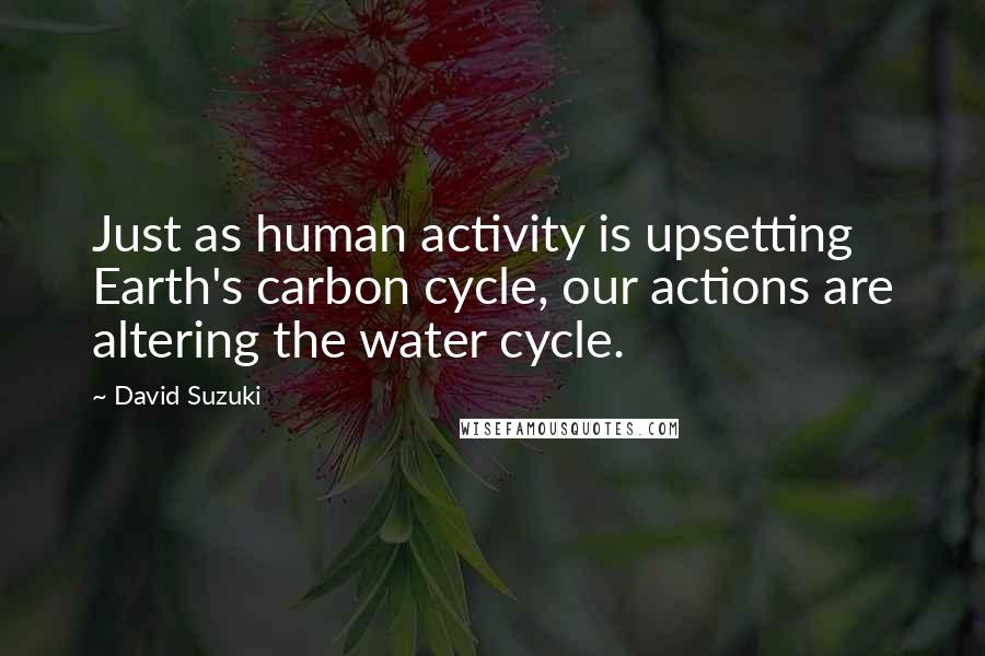 David Suzuki Quotes: Just as human activity is upsetting Earth's carbon cycle, our actions are altering the water cycle.