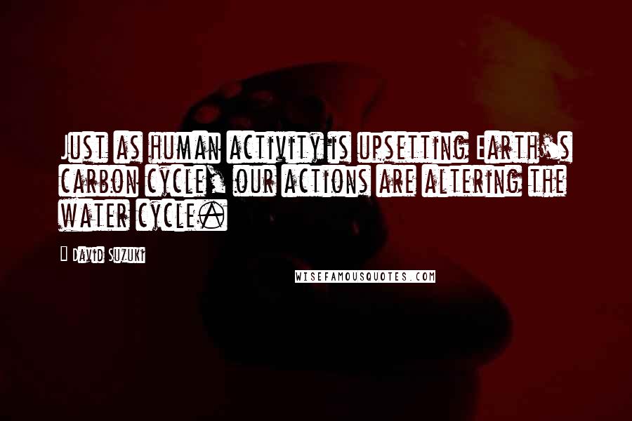 David Suzuki Quotes: Just as human activity is upsetting Earth's carbon cycle, our actions are altering the water cycle.