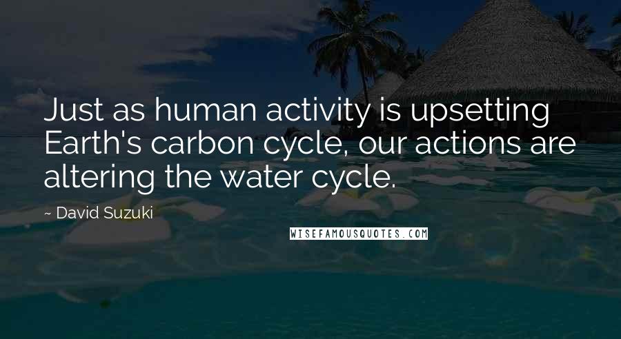 David Suzuki Quotes: Just as human activity is upsetting Earth's carbon cycle, our actions are altering the water cycle.