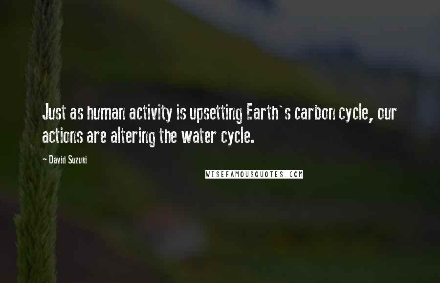 David Suzuki Quotes: Just as human activity is upsetting Earth's carbon cycle, our actions are altering the water cycle.