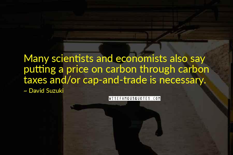 David Suzuki Quotes: Many scientists and economists also say putting a price on carbon through carbon taxes and/or cap-and-trade is necessary.