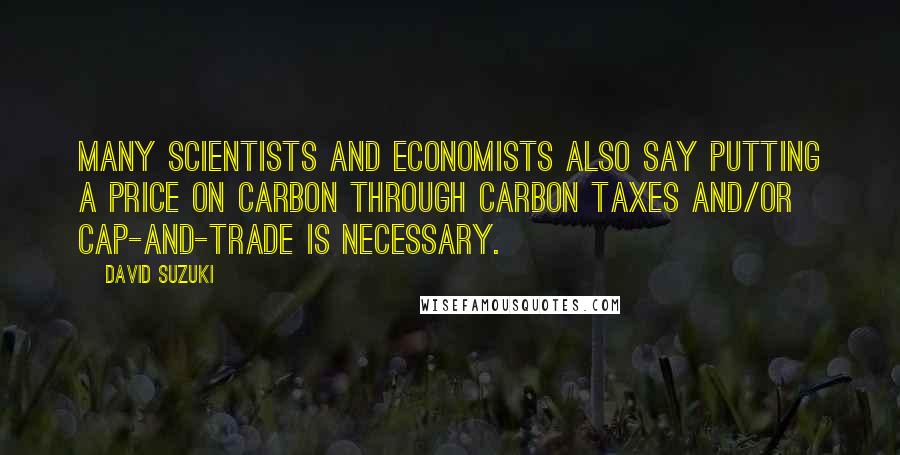 David Suzuki Quotes: Many scientists and economists also say putting a price on carbon through carbon taxes and/or cap-and-trade is necessary.