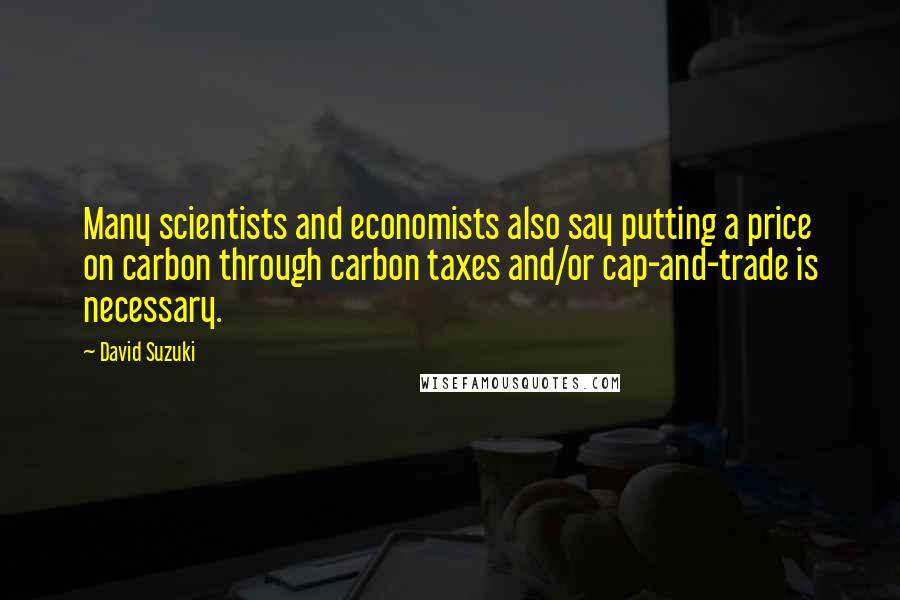 David Suzuki Quotes: Many scientists and economists also say putting a price on carbon through carbon taxes and/or cap-and-trade is necessary.