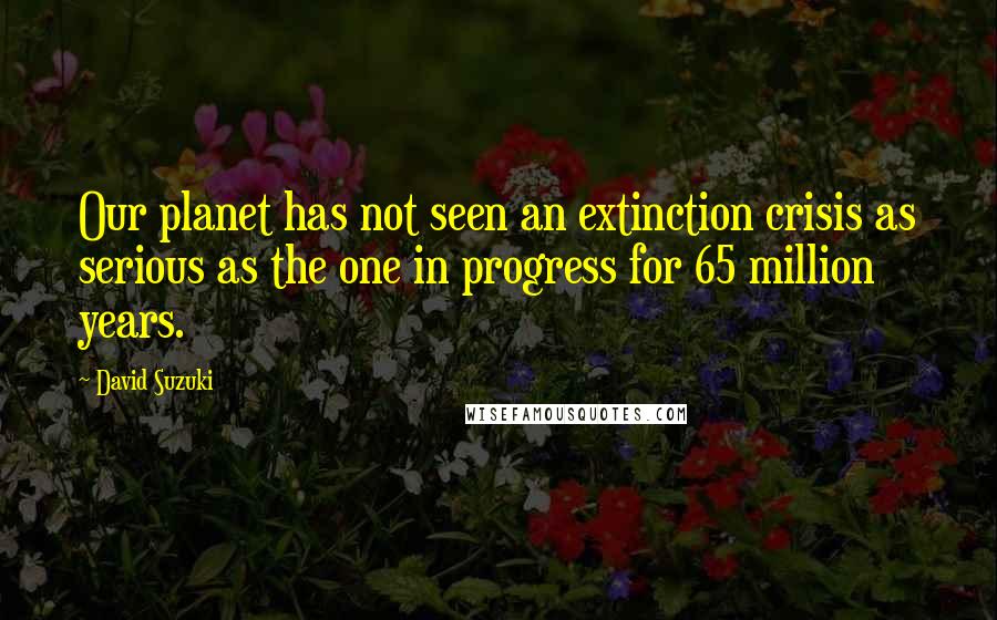 David Suzuki Quotes: Our planet has not seen an extinction crisis as serious as the one in progress for 65 million years.