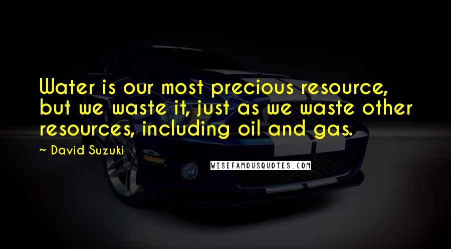 David Suzuki Quotes: Water is our most precious resource, but we waste it, just as we waste other resources, including oil and gas.