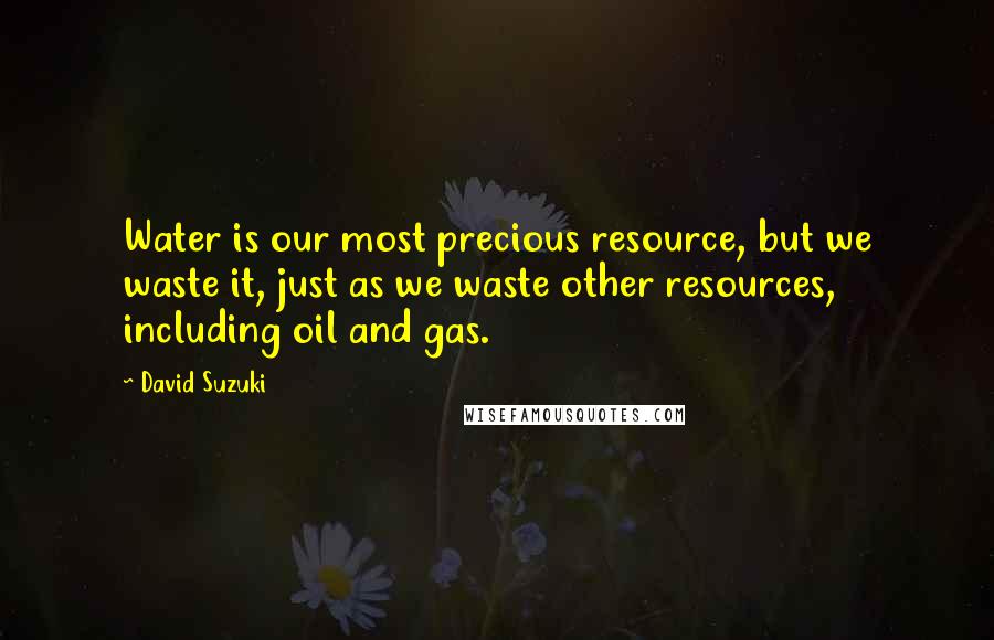 David Suzuki Quotes: Water is our most precious resource, but we waste it, just as we waste other resources, including oil and gas.