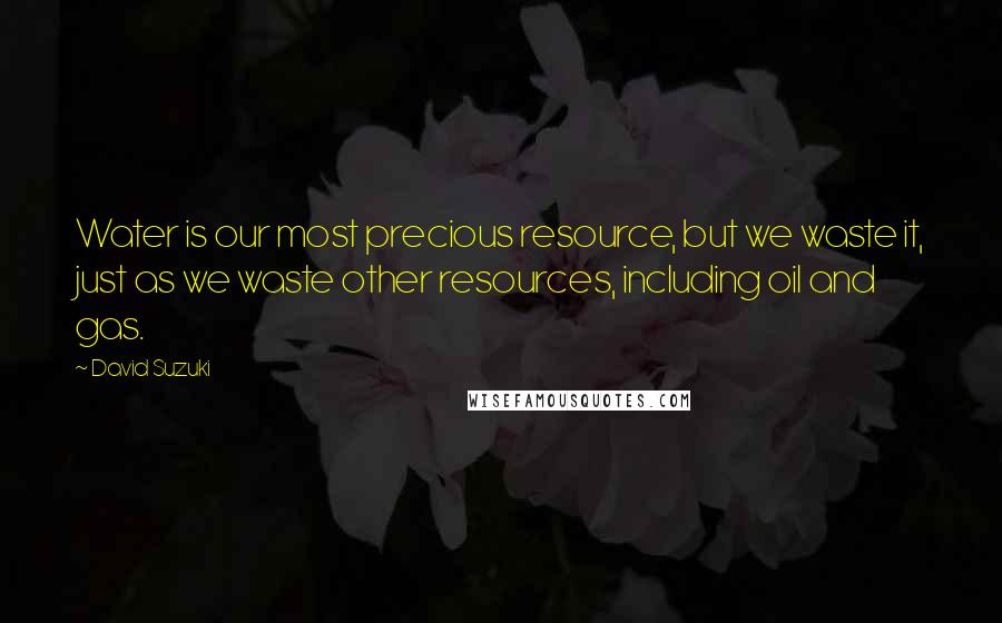 David Suzuki Quotes: Water is our most precious resource, but we waste it, just as we waste other resources, including oil and gas.