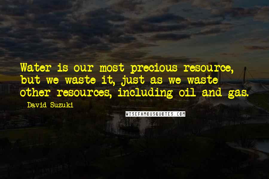 David Suzuki Quotes: Water is our most precious resource, but we waste it, just as we waste other resources, including oil and gas.