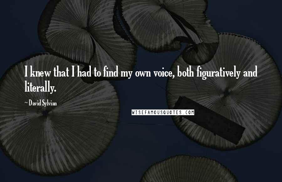 David Sylvian Quotes: I knew that I had to find my own voice, both figuratively and literally.