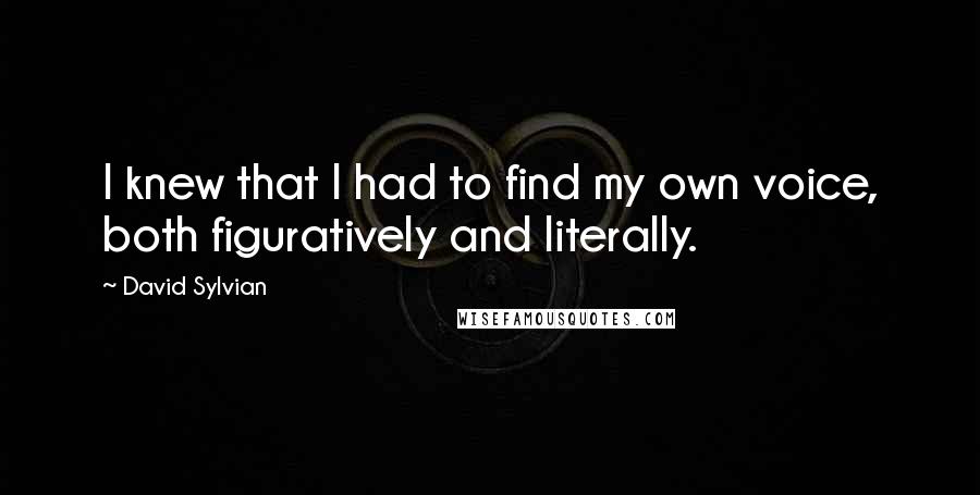 David Sylvian Quotes: I knew that I had to find my own voice, both figuratively and literally.