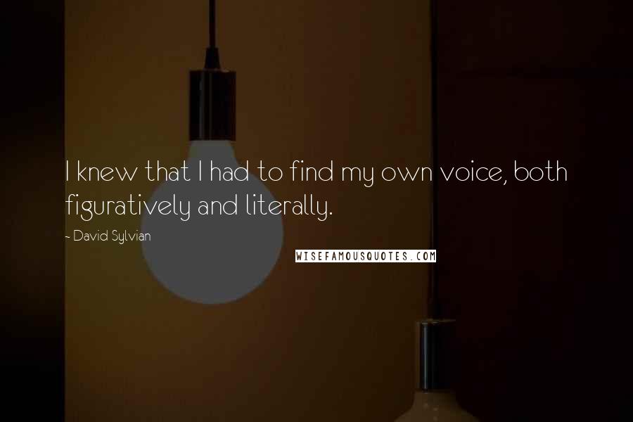 David Sylvian Quotes: I knew that I had to find my own voice, both figuratively and literally.