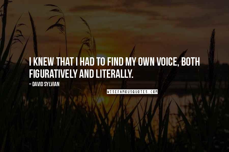 David Sylvian Quotes: I knew that I had to find my own voice, both figuratively and literally.