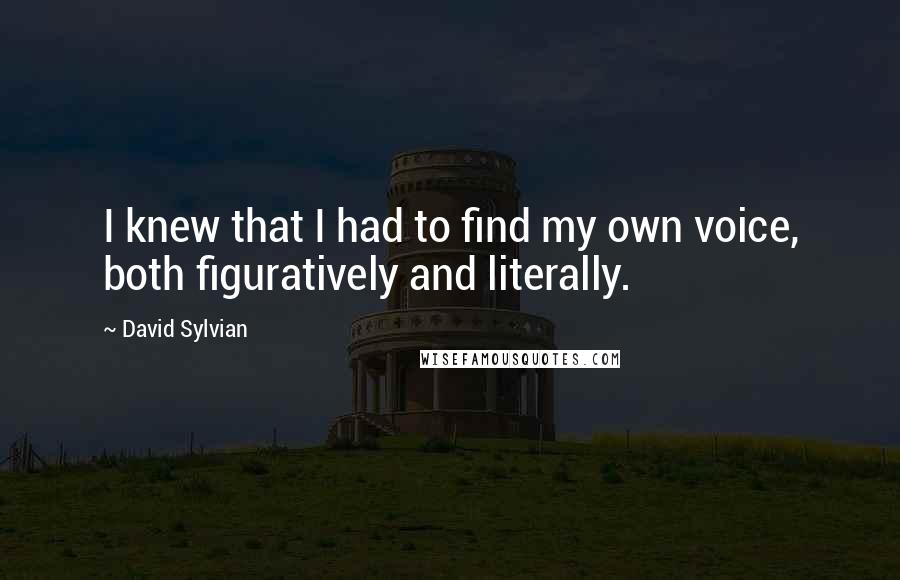 David Sylvian Quotes: I knew that I had to find my own voice, both figuratively and literally.