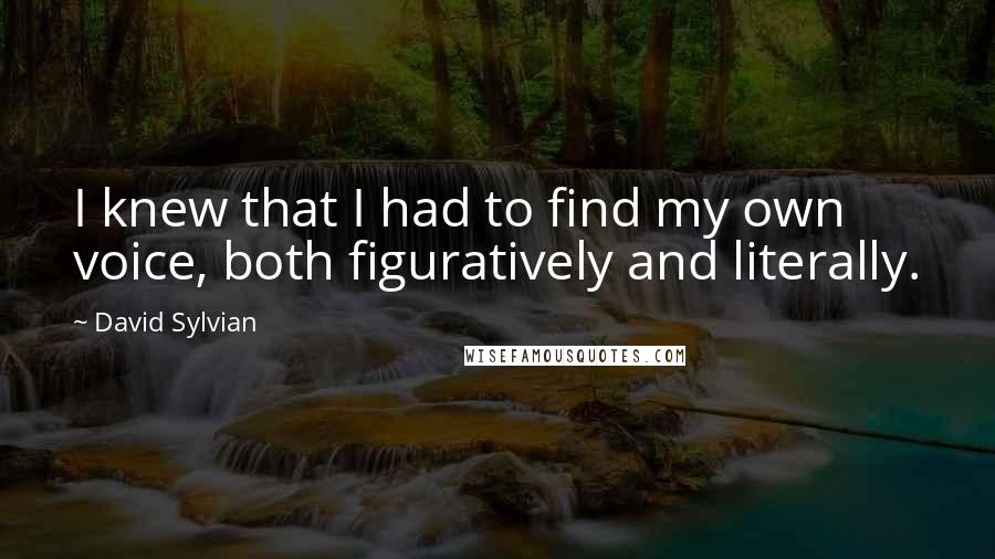 David Sylvian Quotes: I knew that I had to find my own voice, both figuratively and literally.