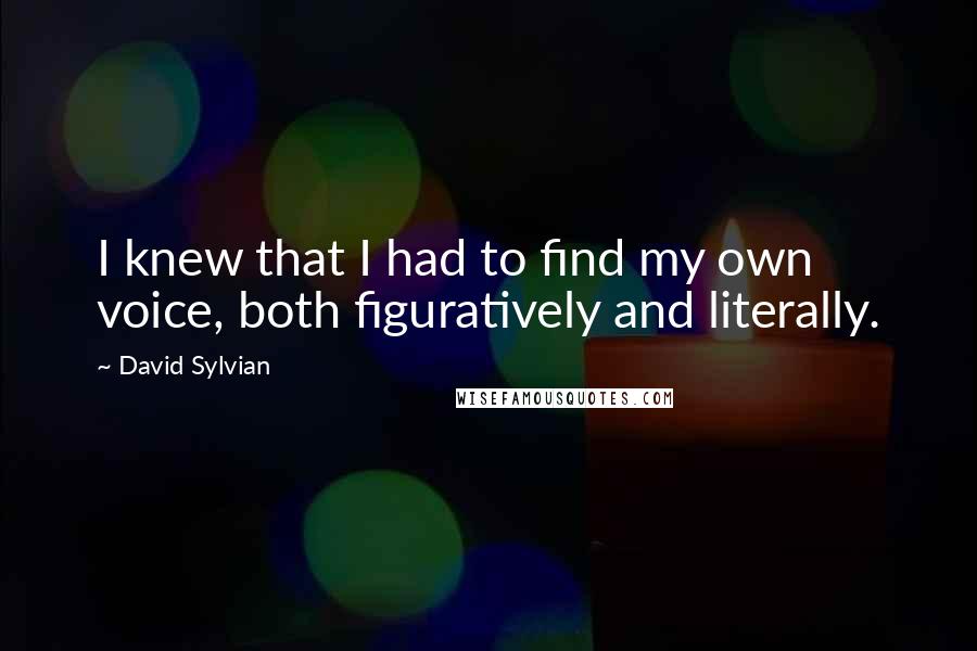 David Sylvian Quotes: I knew that I had to find my own voice, both figuratively and literally.