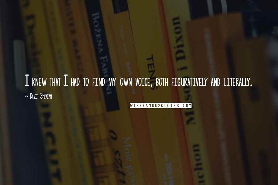 David Sylvian Quotes: I knew that I had to find my own voice, both figuratively and literally.