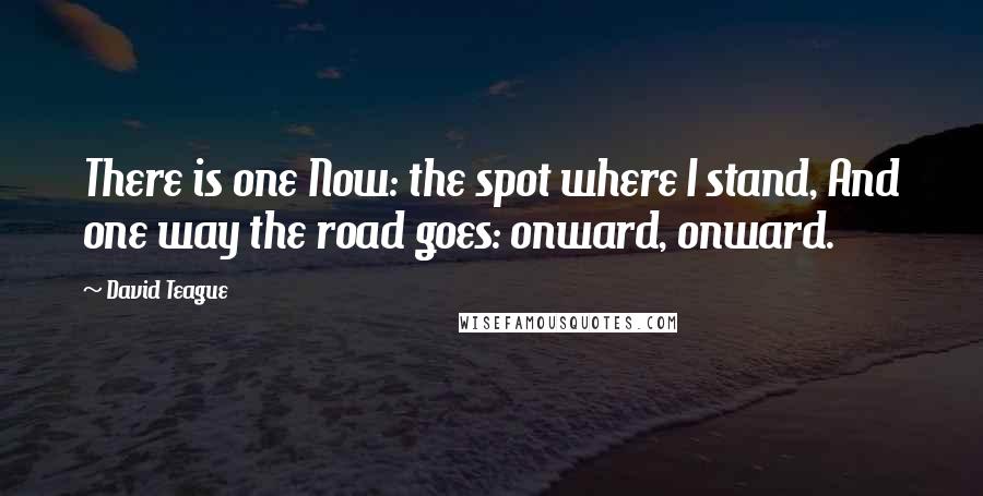 David Teague Quotes: There is one Now: the spot where I stand, And one way the road goes: onward, onward.