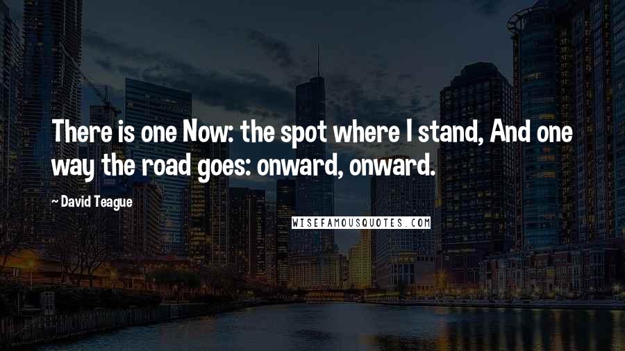 David Teague Quotes: There is one Now: the spot where I stand, And one way the road goes: onward, onward.