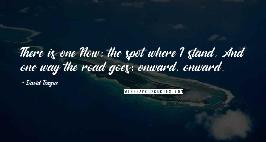 David Teague Quotes: There is one Now: the spot where I stand, And one way the road goes: onward, onward.