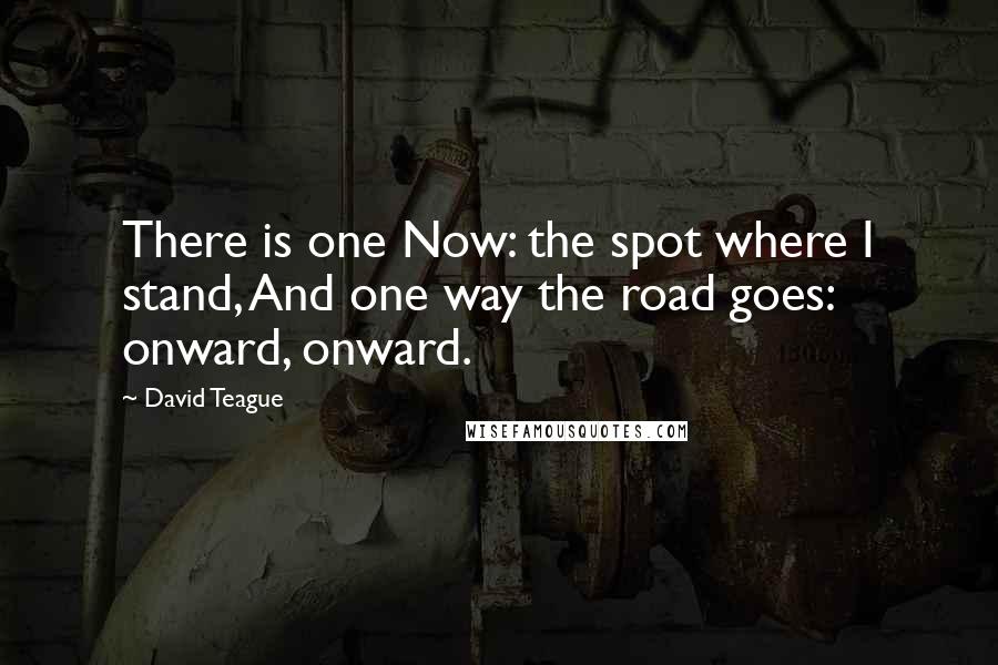 David Teague Quotes: There is one Now: the spot where I stand, And one way the road goes: onward, onward.