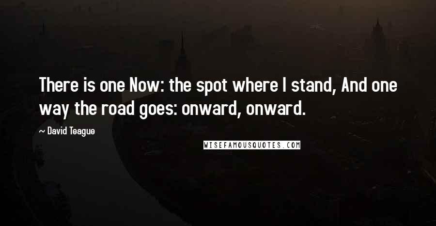 David Teague Quotes: There is one Now: the spot where I stand, And one way the road goes: onward, onward.