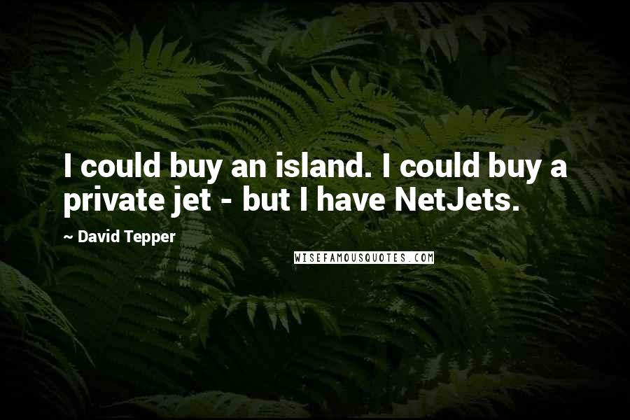 David Tepper Quotes: I could buy an island. I could buy a private jet - but I have NetJets.