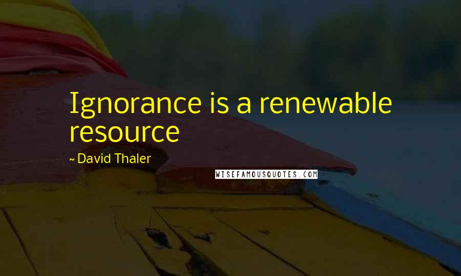 David Thaler Quotes: Ignorance is a renewable resource