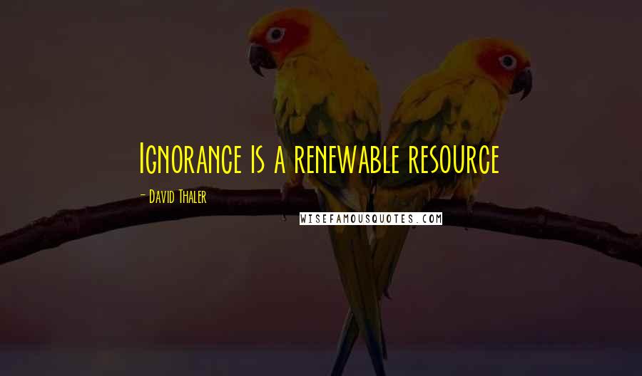 David Thaler Quotes: Ignorance is a renewable resource