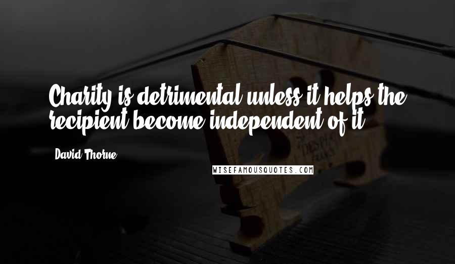 David Thorne Quotes: Charity is detrimental unless it helps the recipient become independent of it.