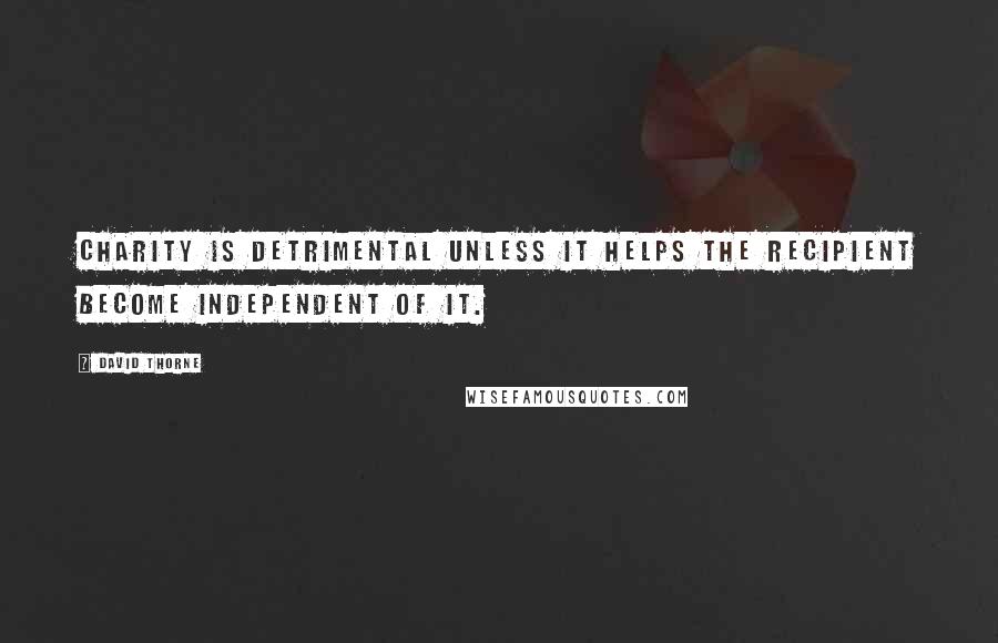 David Thorne Quotes: Charity is detrimental unless it helps the recipient become independent of it.