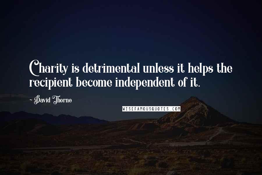 David Thorne Quotes: Charity is detrimental unless it helps the recipient become independent of it.